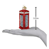 Old World Christmas English Phonebooth Glass Blown Ornament for Christmas Tree, Handcrafted Holiday Decoration, Landmark Collection
