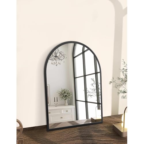 Arch Wall Mirror 20"x16" Large Black Bathroom Mirror Metal Frame Mirrors for Wall, Decoration Vanity Bedroom Entryway Living Room
