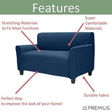 Vivian Stretch Diamond Living Room Love Seat Cover, Stretchy Soft & Comfortable Feel Fabric, Protects and Transforms Furniture, Machine Washable, 96.5x47.25 Inches (Navy)