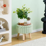 Wimarsbon Round Storage Ottoman,Footstool with Padded Seat and Wood Legs