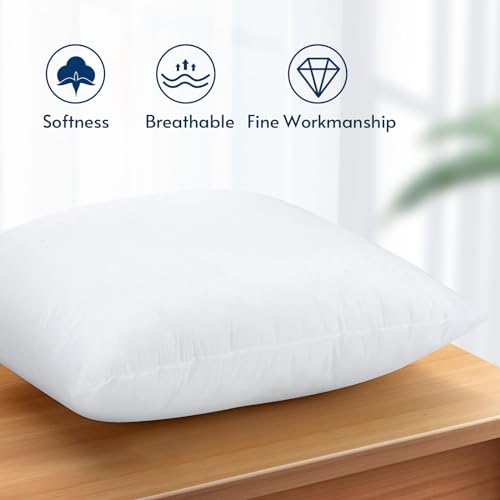OTOSTAR Set of 4 Pillow Inserts 20x20 Inch, Decorative Square Throw Pillow Inserts, Premium Fluffy Pillow Forms Sham Stuffer for Sofa Bed Couch Living Room- Indoor