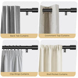 2 Pack Curtain Rods for Windows 28 to 48, 1 Inch Black Curtain Rod Adjustable, Heavy Duty Curtains Rods Modern Style for Bedroom/Living Room/Kitchen, 32"-60"