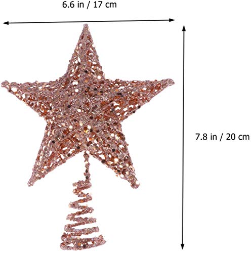 BinaryABC Christmas Tree Topper Star,Glittering Christmas Tree Decoration Ornaments,20cm (Rose Gold)