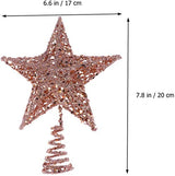 BinaryABC Christmas Tree Topper Star,Glittering Christmas Tree Decoration Ornaments,20cm (Rose Gold)