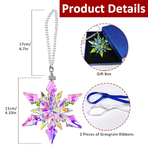 Annual Edition Christmas Ornaments 2026, Crystal Glass Snowflakes Ornaments | Sparkly Crysta Star Ornaments For Christmas Tree, Elegant Beautiful Cute Unique Christmas Ornaments Gift For Women
