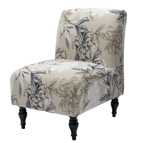 Iauddy Armless Accent Slipper Chair Cover Slipcover,Stretch Spandex Printed Removable Non-Slip Silp Cover for Accent Chair Without Arms Furniture Protector for Living Dining Room