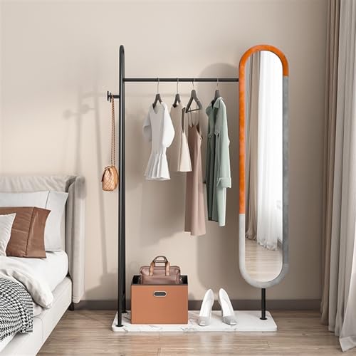Standing Mirrors Coat Rack and Dressing Mirror Integrated Bedroom and Living Room Floor-Standing Rotating Full-Length Mirror Coat and Hat Rack Dressing Mirror(Black,80cm)