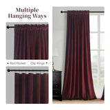 Roslynwood Velvet Ruby Wine Curtain 96 inch Long - Curtains Block Light Rod Pocket Thermal Insulated Window Drapes Set for Living Room/Bedroom/Dining Room, W52 x L96, 2 Panels