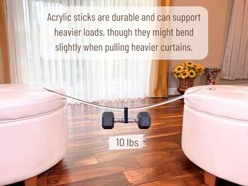 36 inch (4 Pack) Steel Cap Round Base Acrylic Curtain Pull Wand - Clear Curtain Wand - Invisible Drapery Wand - Drapery Pull Rod (36 Inch)