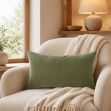 Chenille Lumbar Pillow Covers 14x24 inch Olive Sage Green