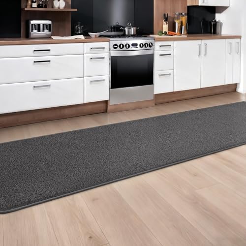 Runner Rug for Hallway, 2x10 Dark Grey Washable Non Slip Runner Rug