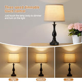Bedside Table Lamp Touch Control Bedroom Lamps with USB A and C Charging Port 3 Way Dimmable Touch Lamps for Nightstand Living Room Bedroom Dorm Home Office Reading, Set of 2