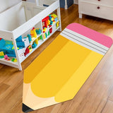 JarThenaAMCS 7 x 3 Ft Pencil Classroom Rug Large Yellow Floor Mat Back to School Non-Slip Soft Fluffy Doormat Carpet for Home Nursery Playroom Decor
