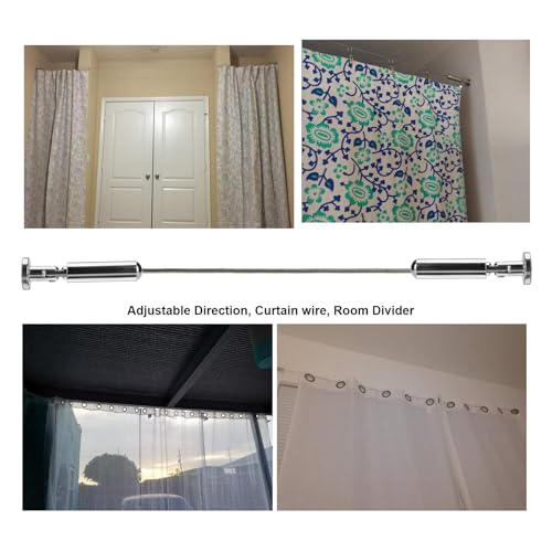 OOTSR Wall Mount Children's Art Projects Display Curtain Rod Set - Stainless Steel Photo Hanging Clothesline Window Curtain Tension Wire Multi-purpose Crafts Organizer (5 Meter)