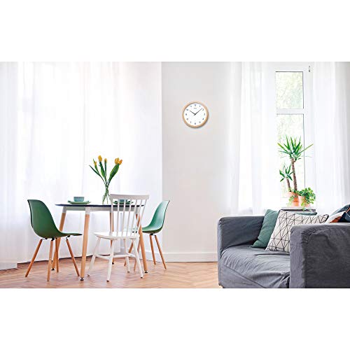 Seiko Clock KX267B Wall Clock, Radio Controlled, Analog, Natural Wood Fabric, Diameter 10.6 x 1.9 inches (270 x 48 mm)