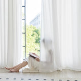 Non-See-Through White Privacy Semi Sheer Curtains That Let Light in 84 Inches Long Light Filtering Sheer Window Curtains Drapes for Living Room Bedroom 2 Panels Set White