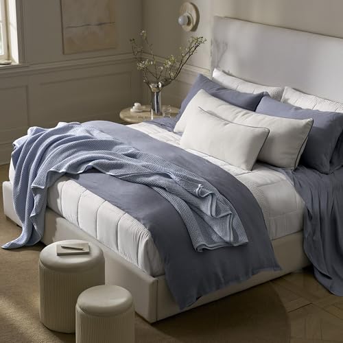 BOLL & BRANCH Waffle Bed Blanket, Full/Queen, Hydrangea