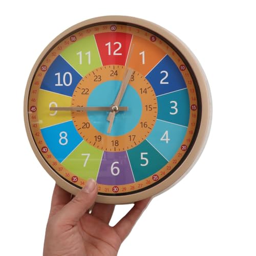 Pokinge 8 Inch Educational Time Teaching Wall Clock for Kids,Minimalist Wall Hung Clock Silent Non-Ticking Wall Clock for School Classrooms Playrooms Bedrooms