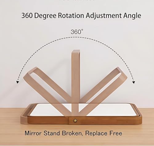 ZOROSY Desk Makeup Mirrors with Wood - Rectangle Wall-Mounted Mirrors Table Mirrors for Living Room Bedroom Birthday Gifts (10.5" L x 7.8" W)
