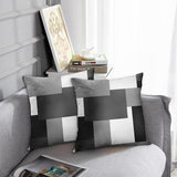 Emvency Set of 2 Grey Geometric Throw Pillow Cover Black Gray White Painting Abstract Checkered Design Decorative Pillow Case Modern Home Decor Standard Square 18x18 Inch Cushion Pillowcase