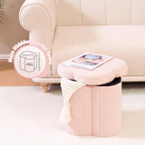 B FSOBEIIALEO Storage Ottoman Cube, 15" Flower Shaped Ottomans, Pink