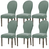 Round Back Dining Chair Cover Set 2/4/6, Curved Back Chair Covers Stretch Armless Dining Chair Slipcovers Mid Century Modern Chair Seat Protector for Kitchen, Home and Banquet (Green, Set of 6)