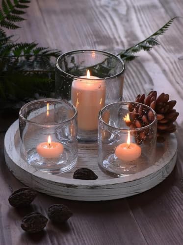 Hanobe Round Wood Candlestick Holder Tray for Table Centerpiece Decor, 11"