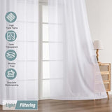 White Sheer Curtains for Bedroom 84 Inches Long 2 Panels Set, Light Filtering Elegant Soft Airy Modern Sheer White Curtains for Living Room, Dual Rod Pocket Window Drapes, 2x40Wx84L Inches