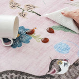 Rugcomf Round Area Rug 6ft Washable Non Slip Floral Animal Cat, Pink