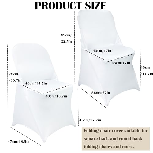 40PCS Stretch Spandex Folding Waterproof Chair Covers,Universal Fitted Chair Cover Protector for Wedding Party Banquet Holidays Celebration Decoration(40, White New)