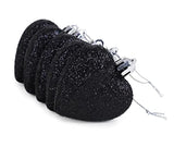 Christmas Concepts® Pack of 8-60mm Heart Shaped Christmas Tree Baubles – Glitter Decorated Baubles (Black)