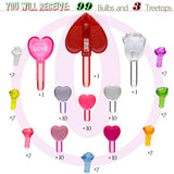 Ceramic Valentine's Day Trees Replacement Lights Bulbs/Medium Christmastree Pegs Ornaments - Roses＆Heart & 3 Pcs Topper Set