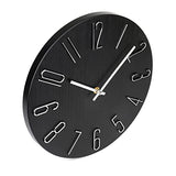 jomparis Black Wall Clock Modern Style Plastic Wooden Wall Clocks Decor 12 Inch Silent Non-Ticking for Office Home Bedroom