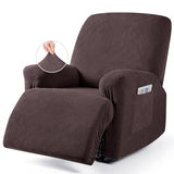 VANSOFY Oversized Recliner Chair Cover, 4-Pieces Stretch Recliner Covers for Recliner Chair Soft Reclining Chair Slipcover Jacquard Pattern Furniture Protector for Dogs Cats(Dark Coffee)