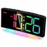 Cadmos Digital Alarm Clock - Extra Loud for Heavy Sleepers Adults Teens Kids, Rainbow Bedside Clock for Bedrooms, Large Display, 7 Color Night Light, Weekday & Weekend, 12/24h (Black+Dynamic)