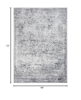 Area Rug 4×6, Vintage Boho Rug,Ultra-Soft Low Pile, Washable, Non Slip,Stain Resistant Printed Carpet for Living Room Bedrooms Playroom Office Kitchen, Classic-Grey