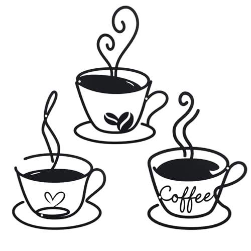 OYEFLY Coffee Cup Metal Wall Art, Vintage Metal Coffee Cup Wall Decor (style 1)