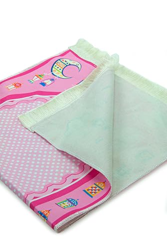 ihvan online, Muslim Prayer Rug for Kid, Islamic Gifts Praying Mat for Kids, Kids Prayer Mat, Design Janamaz Sajadah, Soft Salah Mats Carpet for Kid, Travel Praying Rug, Patterned Pink-2