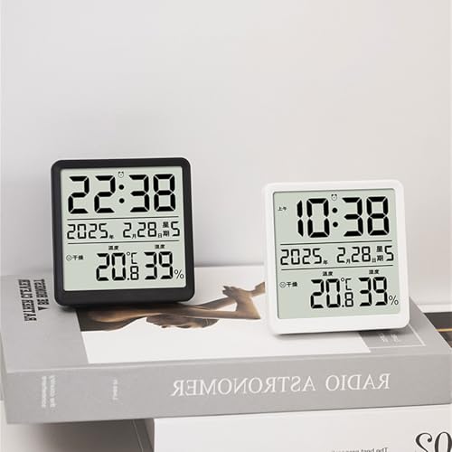 LCD Display Digital Wall Desk Alarm Clock with Time Date Week Temperature Humidity for Home or Use Gift Alarm Clock