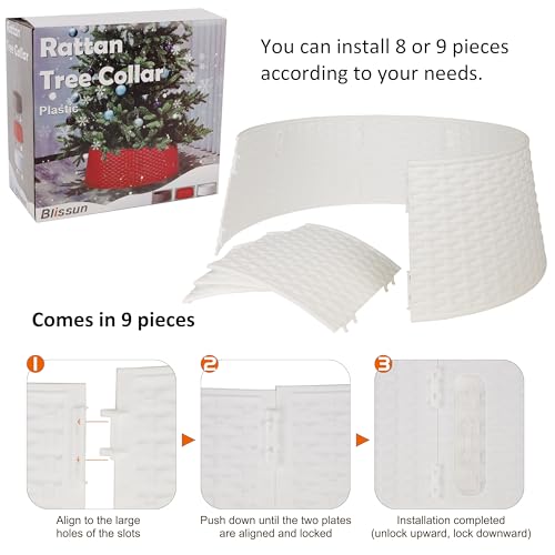 Blissun Christmas Tree Ring, 28.5" Plastic Christmas Tree Collar, Christmas Tree Skirt for Artificial Christmas Trees Decoration (Extra Large, White)