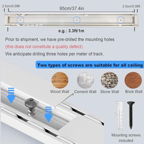 Double Row Curtain Track Ceiling Mounted, Silent Heavy Duty Curtain Track System, Sliding Rails for Curtains, Room Divider for Bedroom Living Room Hospital (Track Ships in Sections with Connectors)
