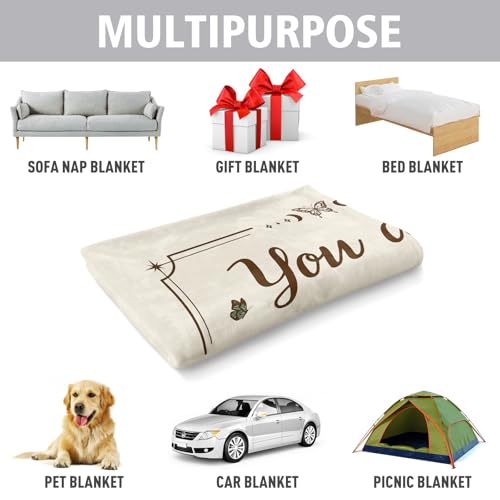 Christian Gifts for Women, Christian Floral Throw Blanket, Birthday Religious Gifts for Women Friendship, Inspirational Scripture Faith Gift for Friend, Sister, Mom, Daughter (50'' x 60'', Beige)