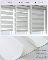Graywind Motorized Zebra Blinds for Windows, Blackout Smart Blinds with Remote Control, Dual Layer Custom Zebra Shades Work with Alexa, Google Home, Apple Homekit, Classic White