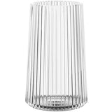 Clear Glass Vase for Flower, Flower Vase for Bouquet, Modern Glass Vases, Ribbed Vases for Living Room, Bedroom, Dining Table, Office, Wedding, Centerpieces, 8 Inches
