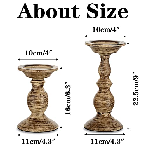 Sziqiqi Vintage Pillar Candle Holders Distressed Metal Candleholder Set