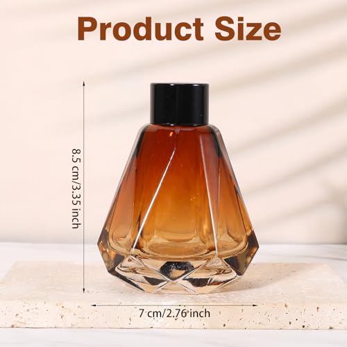 8 Pcs Sizes Reed Diffuser Set with 40 Sticks, Brown Fragrance Glass Diffuser Bottles with Lids for Home Oil Fragrance Decoration Girl Women Gift (60ML)