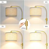 Nintiue Upgraded Modern Arc Dimmable Tall Standing Floor Lamp with Linen Shade, 1200 Lumens LED Bulb Included, for Living & Reading Room, Bedroom, Office & Nursery, Gold