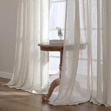 CUCRAF Natural Off White Linen Non See Through Semi Sheer Privacy Curtains 84 Inches, Light Filtering Curtain for Bedroom Living Room, 2 Panels Set Rod Pocket & Back Tab Window Drapes (52 x 84 Inch)