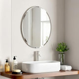 KOHROS 17.8x23.6 Oval Frameless Bathroom Vanity Mirror | 0.7-Inch Beveled Edge