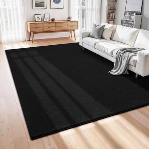 ISEAU 4x6 Soft Area Rug for Bedroom, Washable and Non-Slip, Black